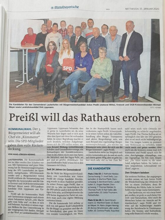 Bericht im Neumarkter Tagblatt vom 15. Januar 2020